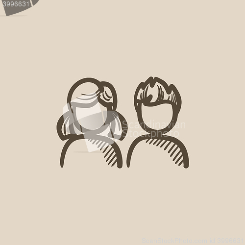 Image of Girl and boy sketch icon.
