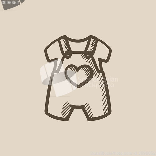 Image of Baby overalls and shirt sketch icon.
