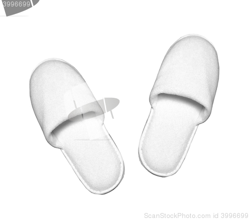 Image of White casual home slippers on white background