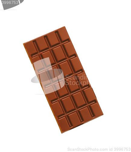 Image of dark chocolate bar on white background.