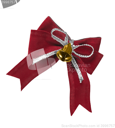 Image of Beautiful red satin gift bow, isolated on white