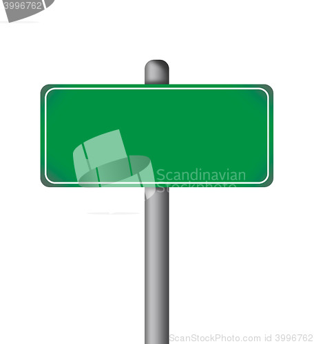 Image of Blank Green Road Sign Isolated