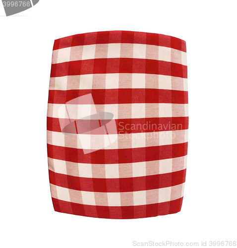 Image of Red plaid pillow isolated on white