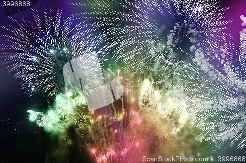 Image of bright sparkling multicolor fireworks