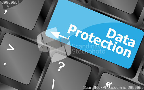 Image of data protection button on the keyboard keys. Keyboard keys icon button vector