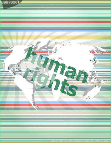 Image of Law concept: words human rights on business digital background vector quotation marks with thin line speech bubble. concept of citation, info, testimonials, notice, textbox