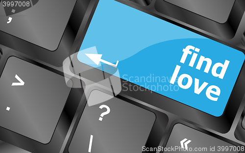 Image of A keyboard with a find love button - social concept. Keyboard keys icon button vector