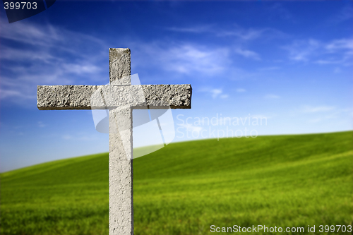 Image of Religious cross in the paradise