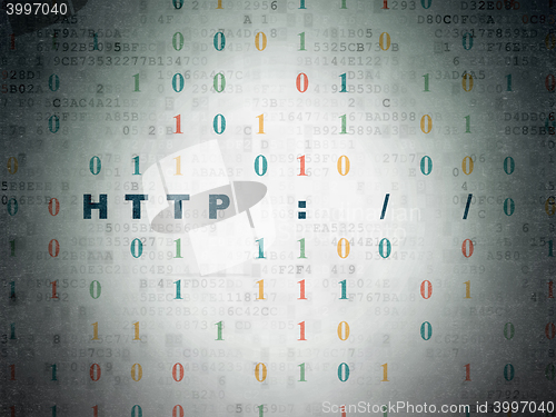 Image of Web design concept: Http : / / on Digital Data Paper background