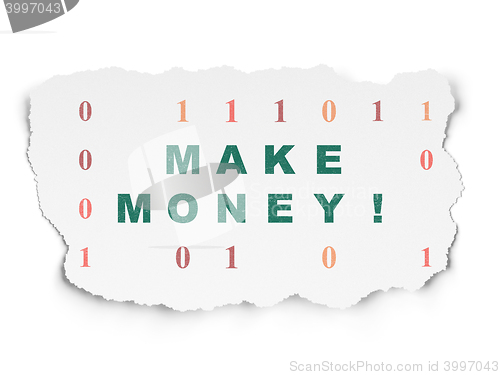 Image of Finance concept: Make Money! on Torn Paper background