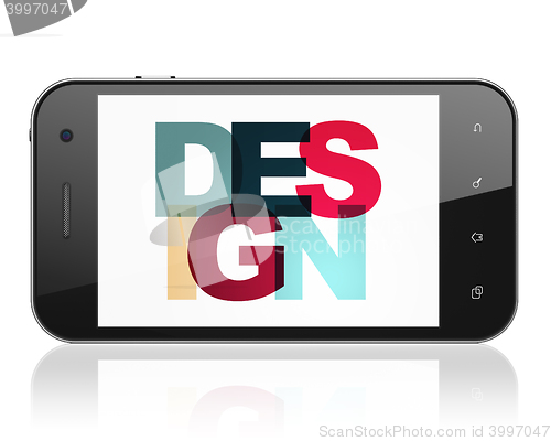 Image of Marketing concept: Smartphone with Design on  display