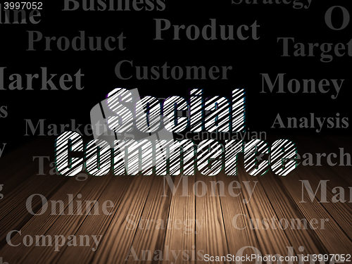 Image of Marketing concept: Social Commerce in grunge dark room