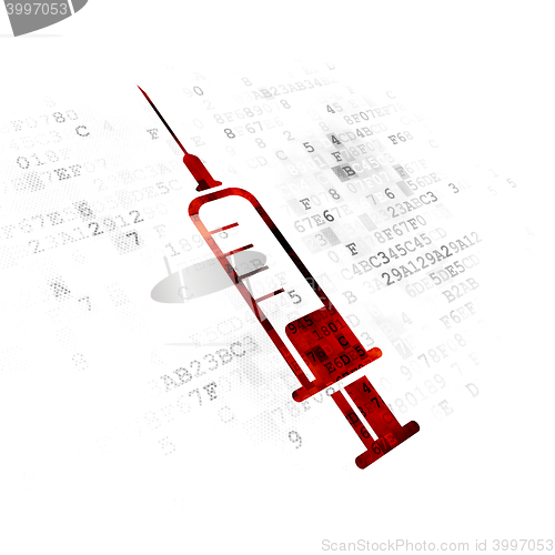 Image of Health concept: Syringe on Digital background