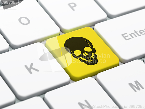 Image of Medicine concept: Scull on computer keyboard background