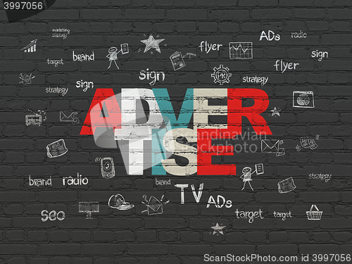 Image of Advertising concept: Advertise on wall background