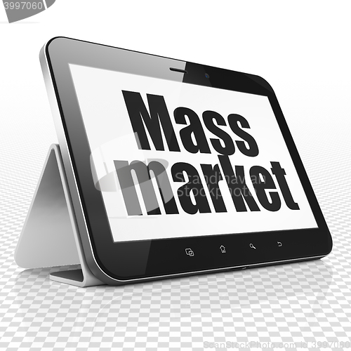 Image of Marketing concept: Tablet Computer with Mass Market on display