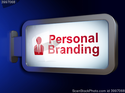 Image of Advertising concept: Personal Branding and Business Man on billboard background