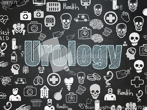 Image of Health concept: Urology on School board background