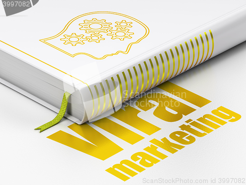 Image of Advertising concept: book Head With Gears, Viral Marketing on white background