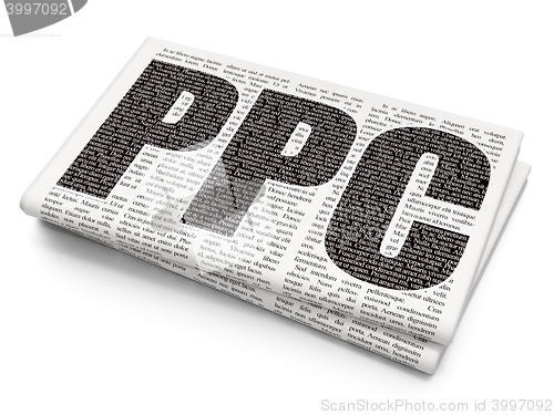 Image of Advertising concept: PPC on Newspaper background