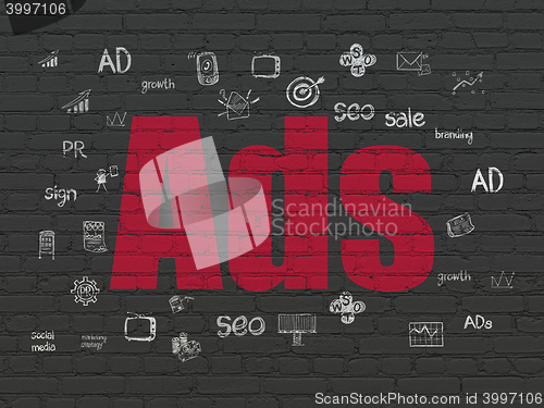 Image of Advertising concept: Ads on wall background