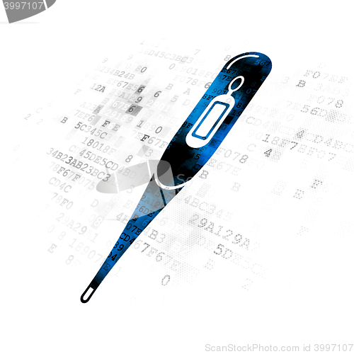 Image of Health concept: Thermometer on Digital background