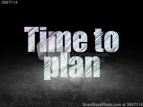 Image of Time concept: Time to Plan in grunge dark room