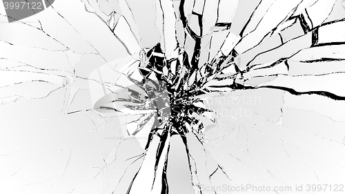Image of Demolishing pieces of shattered glass isolated