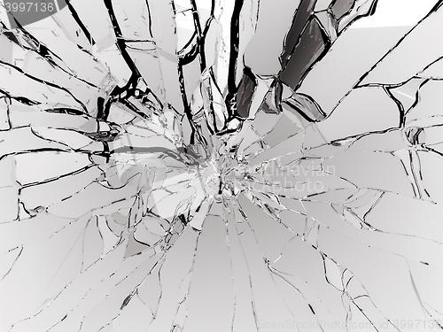 Image of Destructed or Shattered white glass isolated