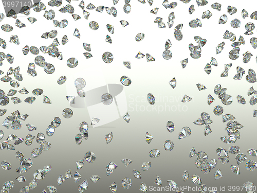 Image of Gemstones scatter and fly away over gradient 