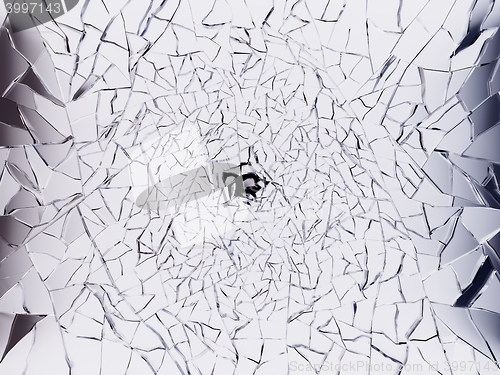 Image of Sharp Pieces of shattered glass isolated on black