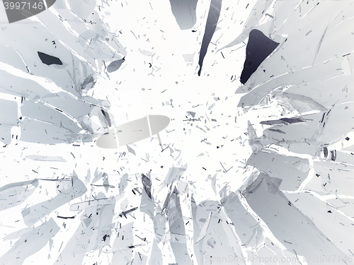Image of Destructed or shattered glass isolated on white