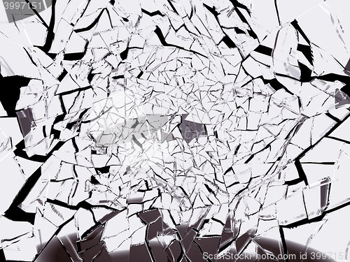 Image of Pieces of Broken or Shattered white glass isolated