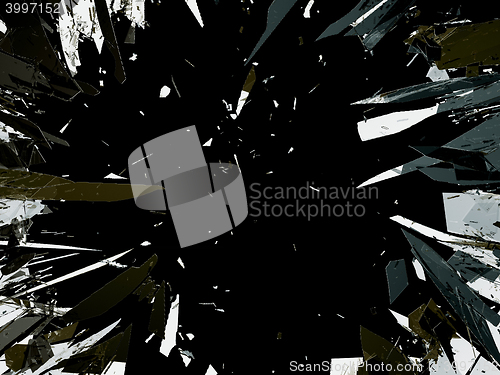 Image of Shattered glass isolated on black background