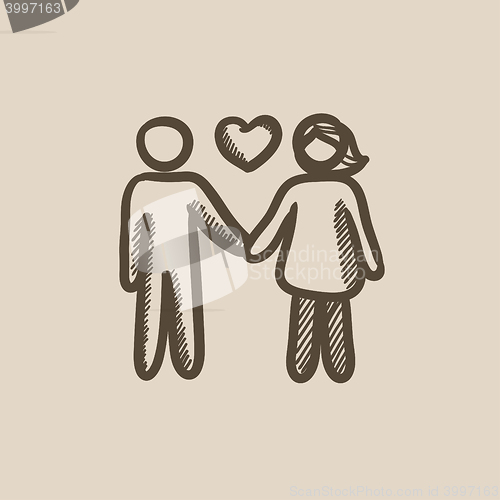 Image of Couple in love sketch icon.