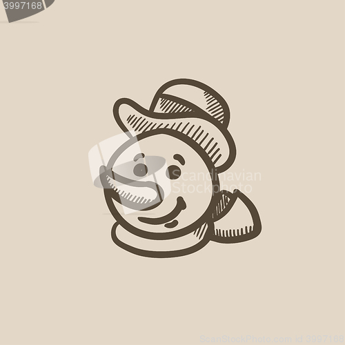 Image of Snowman head sketch icon.