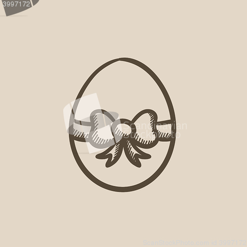 Image of Easter egg with ribbon sketch icon.