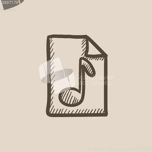 Image of Musical note drawn on sheet sketch icon.