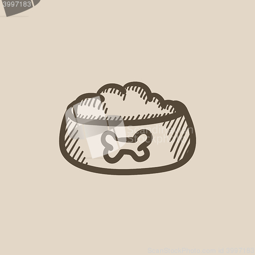 Image of Dog bowl with food sketch icon.