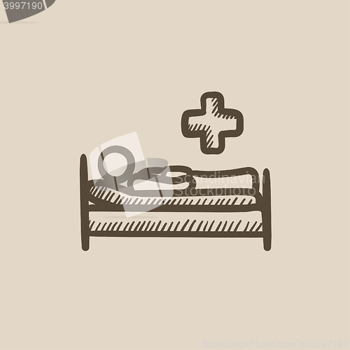 Image of Patient lying on bed  sketch icon.