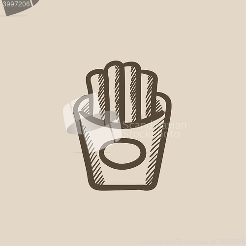 Image of French fries sketch icon.