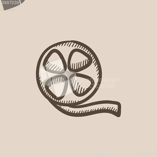 Image of Film reel sketch icon.