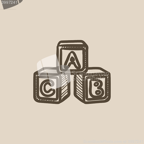 Image of Alphabet cubes sketch icon.