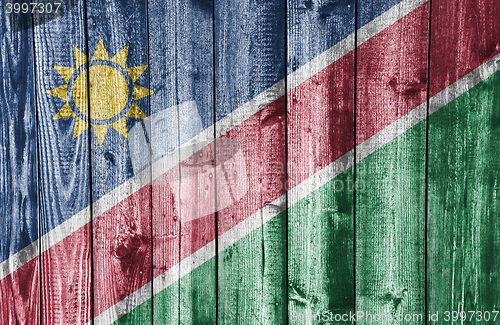 Image of Flag on weathered wood