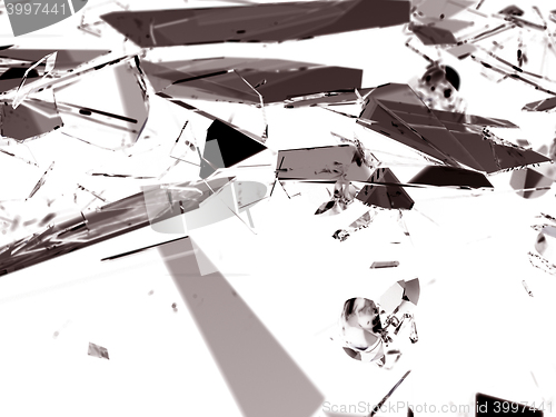 Image of Pieces of broken or Shattered transparent glass