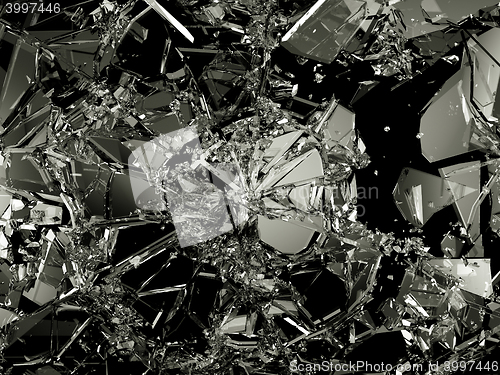 Image of Shattered and damaged pieces of glass isolated