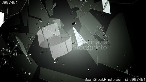 Image of Demolished and Shattered glass over black