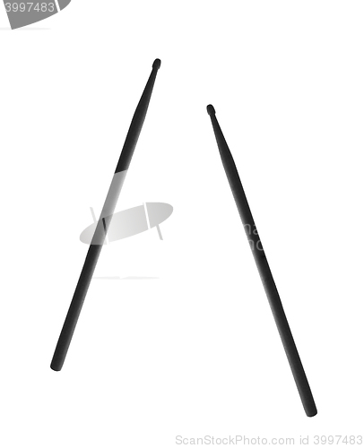 Image of Black drumsticks isolated on white