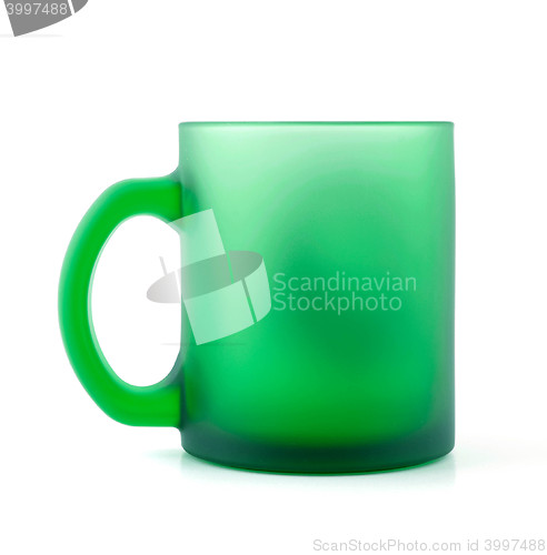 Image of Green mat glass cup isolated on white