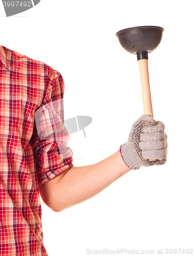 Image of man holding the old air eliminator